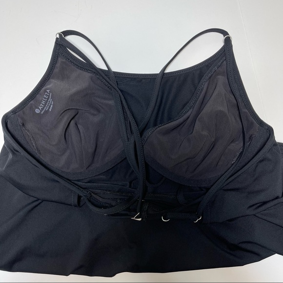 Athleta Cross Back Swim Tank Blouson Tankini Black 40 B/C - Picture 10 of 12